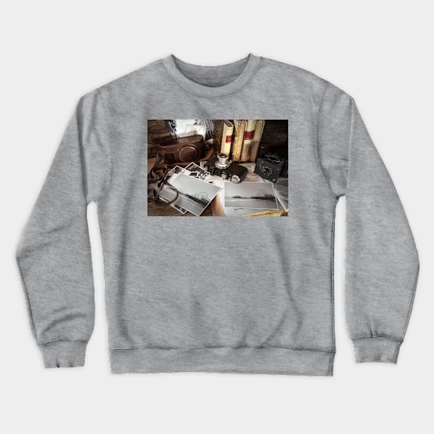 Vintage Photography Equipment Santa Monica Pier Crewneck Sweatshirt by Christine aka stine1